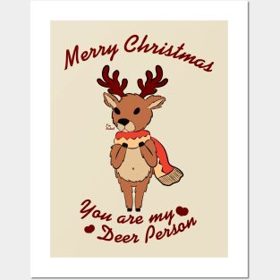 Merry Christmas - Deer Person Posters and Art